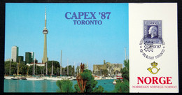 Norway 1987 Card For Stamp Exhibition Capex 87 Toronto ( Lot 3179 ) - Brieven En Documenten