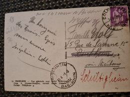 Carte Trois épis Cachet Autoplan Colmar Et Bischheim 1934 - Storia Postale