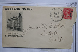 BE9 ETATS UNIS   BELLE LETTRE 1964 WESTERN HOTEL SACRAMENTO A LATROBE  ++AFFRANCH. PLAISANT - Brieven En Documenten