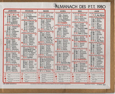 Almanach Des PTT/Petit Calendrier Mural Recto-Verso/ Oberthur 93/ 1980 Année Bissextile/1980             CAL496 - Formato Piccolo : 1971-80