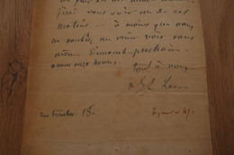 LAS Autographe Alphonse Karr (1809/1890) Romancier Journaliste Excuses - Andere & Zonder Classificatie