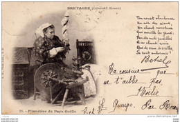 BRETAGNE  Filandière Du Pays Goëllo  Texte De Théodore BOTREL  Carte écrite En 1901. Dos Simple 2 Scans - Artisanat