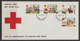 Lesotho 1976 The 25th Anniversary Of Lesotho Red Cross FDC - Croce Rossa