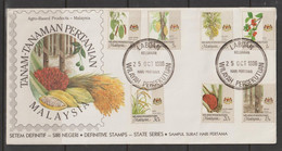 Malaysia 1986 Agro-Based Products State Definitive FDC (LABUAN Cancellation) - Croce Rossa