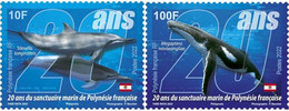 Polynésie Française 2022 - 20 Ans Du Sanctuaire Marin, Baleine Et Dauphin - 2 Val Neufs // Mnh - Ongebruikt