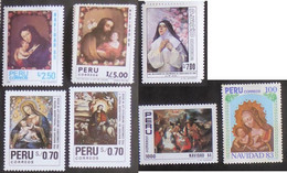Peru/Pérou  1983-86,91  YT N°PE 765,91,815,25,51,956-57 Noël + 400e An.naiss Sta Rosa De Lima (7 Val, Cote YT=12€) - N** - Peru