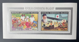 Madagascar Madagaskar 1992 Mi. 1391 / 1394 II Red Cross Henri Dunant Croix Rouge Lions International Rotary - Aviones