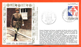 GENERAL DE GAULLE 1890-1970 Enveloppe 1er Jour Appel à La Resistance Paris 17-18/06/1990 - 2010-2019