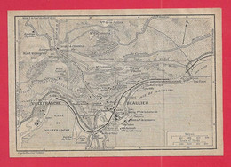 CARTE PLAN 1925 - ITINÉRAIRE VILLEFRANCHE BEAULIEU - NOMBREUSES VILLAS NOUVELLE CORNICHE MONT VINAIGRIER - Carte Topografiche