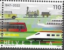 SWITZERLAND, 2022, MNH, PUBLIC TRANSPORT, TRAINS, TRAMS, FERRIES, 1v - Treni