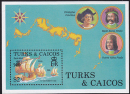 TURKS AND CAICOS 1992 " Anniv. Coins For Columbus 500th Year Jub. For The Discovery Of America" MNH, Mi# Bl.118 - Turks- En Caicoseilanden