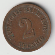 DEUTSCHES REICH 1908 F: 2 Pfennig, KM 16 - 2 Pfennig