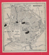 CARTE PLAN 1925 - MANOSQUE TOUR RONDE PSTE ET TÉLÉGRAPHE PLACE DU TERREAU - Carte Topografiche