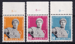MiNr. 428 - 430 Schweiz 1944, 21. März. 50 Jahre Internationales Olympisches Komitee - Postfirsch/**/MN - Neufs