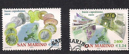 San Marino Saint-Marin 2001 Yvertn° 1773-1774 (°) Oblitéré Used Cote 4,50  € Bienvenue à L' Euro - Gebraucht