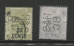 HONG KONG PERFINS - 20c On 30c QV Stamp With Perfin Of Hong Kong & Shanghai Bank - Autres & Non Classés