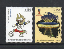 SOCCER - LIBERIA -  2018 - RUSSIA WORLD CUP SET OF 2   MINT NEVER  HINGED - 2018 – Russland