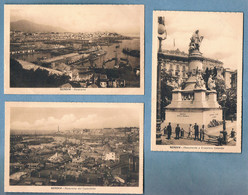 Italia. N. 2 Cartoline Anni 1920/30, Genova.  Panorama Molo E Castelletto, Monumento Colombo. - Genova