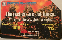 Scheda Telefonica TELECOM ITALIA "NON SCHERZARE COL FUOCO" - Catalogo Golden Lira N.1248, Usata - Pompiers