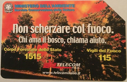 Scheda Telefonica TELECOM ITALIA "NON SCHERZARE COL FUOCO" - Catalogo Golden Lira N.1248, Usata - Pubbliche Figurate Ordinarie