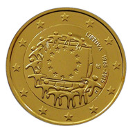 LITUANIE 2015  - 2 EUROS COMMEMORATIVE - DRAPEAU  EUROPEEN   - PLAQUE OR - VERGOLDET - Litauen