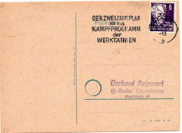 54776 - DDR - 1949 - 6Pfg Hauptmann EF A Kte GERA - DER ZWEIJAHRPLAN IST DAS KAMPFPROGRAMM ... -> Radbd Oberschlema - Cartas & Documentos