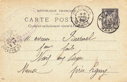 B01-399 Carte Postale Entier Sezanne Marne 03-99 - Cartoline Precursori