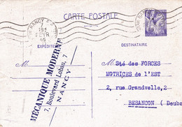 B01-399 Carte Postale Entier Nancy 07-02-1945 - Cartes Précurseurs