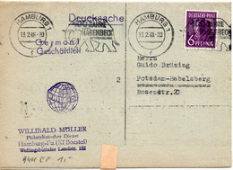 54793 - Alliierte Besetzung - 1948 - 6Pfg Arbeiter EF A DrucksBf HAMBURG - 100 JAHRE CARL HAGENBECK ... -> Potsdam - Eléphants