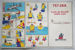 DOCUMENT - DEPLIANT - AVIATION - CARTE DE SECURITE SAFETY CARD - NATIONAIR (CANADA) - BOEING 757 28A - ANNEE 80 - Safety Cards