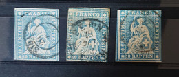 09 - 22 - Suisse  - Helvetia - 3 X N° 23C /  Fils De Soie Rouge  - Cote : 360 FCH - Gebraucht