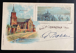 AK Litho Gruss Aus Emmerich / Rhein Martini - Kirche Promenade Gestempelt/o Emmerich 1901 - Emmerich