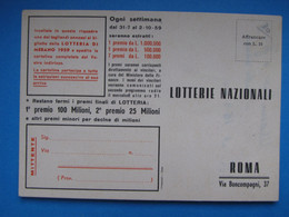 1959 CARTOLINA LOTTERIA MERANO MANCA IMMAGINE - Biglietti Della Lotteria