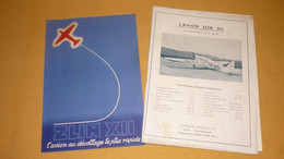 Publicité Et Notice Avion Zlin XII ( Tchecoslovaquie / Czechoslovakia ) - Other & Unclassified