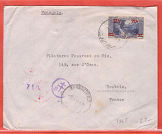GRAND LIBAN LETTRE CENSUREE DE 1945 DE BEYROUTH POUR ROUBAIX FRANCE - Briefe U. Dokumente