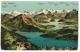 Panorama-AK: ZUGERSEE Und Vierwaldstättersee ~1910 - Zugo