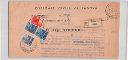 AG2098 PADOVA PIAZZOLA DEL BRENAT - RACCOMANDATA - DEMOCRATICA LIRE 4 + LIRE 6 + LIRE 15 - 1946-60: Storia Postale