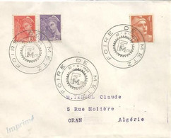 Lettre Algérie Cachet Foire De Metz 30/09/53 YT N° 415/548/808 - Storia Postale