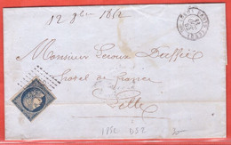 FRANCE LETTRE DS2 DE 1852 DE PARIS POUR LILLE - 1849-1850 Ceres