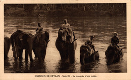 N°9941 -cpa Mission  De Ceylan -la Traversée D'une Rivière- - Missions
