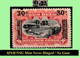 1921 * BELGIAN CONGO / CONGO BELGE = COB 104-A MNH/NSG RED RAPIDS BLACK INK / HIGH COMMA [ NO GUM ] [01] - Unused Stamps