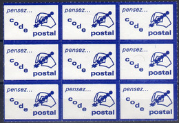 1970-80 - Bloc 9 Ex  " VIGNETTE : Pensez..code Postal " - UN DES SIGLES PUBLICITAIRES CELEBRES-neuf** - Blocchi & Foglietti