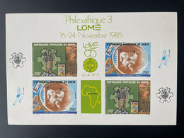 Benin 1985 Mi. 424 - 425 Epreuve De Luxe Proof Philexafrique Lomé Sports Judo UAPT Développement Stamp On Stamp - Bénin – Dahomey (1960-...)