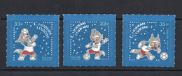 SOCCER -  RUSSIA - 2018 - RUSSIA WORLD CUP  MASCOT SET OF 3  SELF ADHESIVES MINT NEVER  HINGED SG CAT £22+ - 2018 – Russia