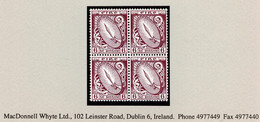 Ireland 1922-35 Watermark SE 6d Claret, Block Of 4 Brilliantly Fresh Unmounted Mint Never Hinged - Neufs