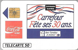 CARTE²-PUCE-PRIVEE-PUBLIC- 50U- EN-634-GEMA--03/93-COCA COLA CARREFOUR-Série B-R° Laqué--UTILISE-TBE- - 50 Unità  