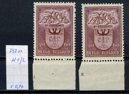 Belgique  N° 757 Pl 1 Et 2 Xx - 1961-1970