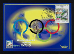 2000 ITALIA "GIOCHI OLIMPICI DI SIDNEY 2000 / RICCIONE 2000" CARTOLINA FILATELICA (ANNULLO ROMA) - F.D.C.