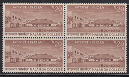 India MNH 1970, Block Of 4, Nalanda College, Education - Blokken & Velletjes