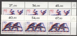 BRD 3x1009/10 Eckranddreierstreifen ** Postfrisch 1x Gefaltet - Unused Stamps